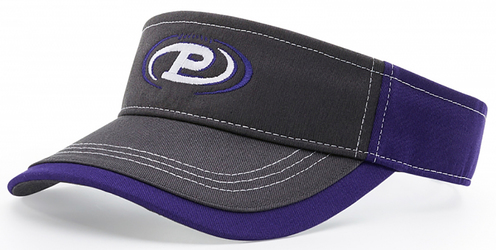 Richardson Charcoal Front With Contrast Stitching Visor front view with Purple Accents