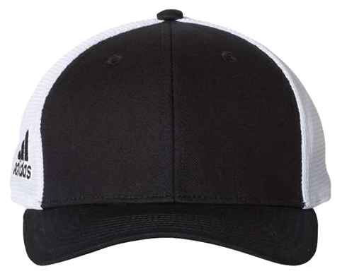 front view of adidas mesh back colorblocked cap