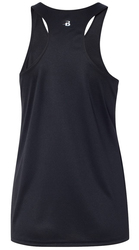 Badger Racerback Tank in black, Back View