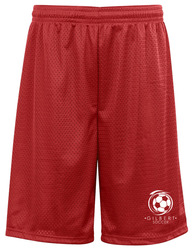 Badger 11" Mesh Short in red, Front View