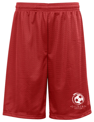 Badger 11&quot; Mesh Short in red, Front View