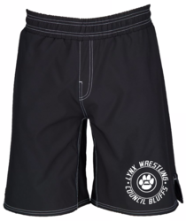 Cliff Keen Stock Wrestling Board Short front view in Black with Screen Print Logo