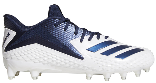 adidas Freak X Carbon Football Cleat side view in White and Collegiate Navy