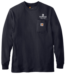 Carhartt Workwear Pocket Long Sleeve T-Shirt front view in Navy