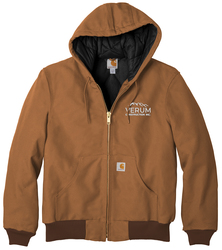 Carhartt Quilted-Flannel-Lined Duck Active Jacket font view in Brown