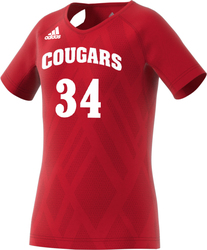 Custom Adidas Girl's Quickset Cap Sleeve Volleyball Jersey shown in Red