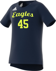 Custom Adidas Girl's Climalite Hi-LO Cap Sleeve Volleyball Jersey shown in Navy