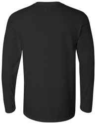 Back view in Gildan SoftStyle Long Sleeve T-Shirt in Black