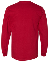 Gildan Hammer Long Sleeve T-Shirt back view in Sport Scarlet Reed