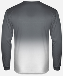 Badger Youth Ombre Performance Long Sleeve Tee back view in Graphite