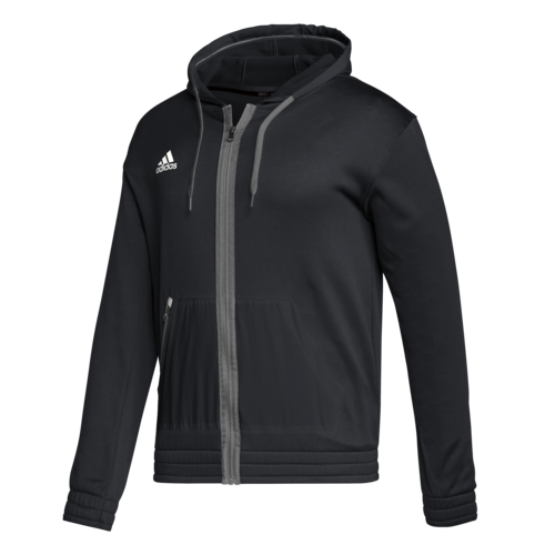 front view of black adidas full zip hood