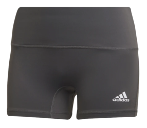 front view of adidas women's 4 inch volleyball shorts dark grey