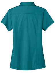 Port Authority Women's Dimension Polo in dark teal with embroidery design, back view