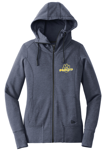 New Era Ladies Tri-Blend Fleece Full-Zip Hoodie front view in Navy