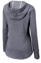 Sport-Tek Women's Tri-Blend Wicking Fleece Hooded Pullover back view