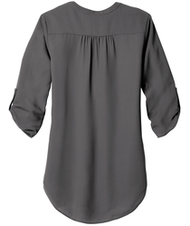 Port Authority Women's 3/4-Sleeve Tunic Blouse back view in Sterling Grey