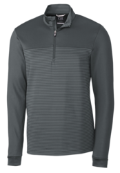 front view of cutter and buck traverse stripe stretch quarter zip men's pullover
