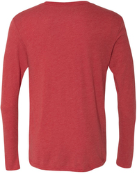 Next Level Triblend Long Sleeve T-Shirt back view in Red