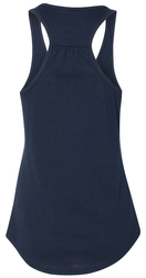 Next Level Women's Gathered Racerback Tank back view in Navy