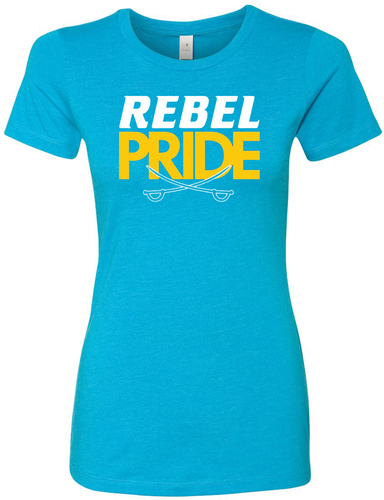 Next Level Women's The CVC Tee front view in Turquoise with design