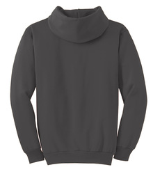 Port &amp; Company Essential Fleece Hooded Sweatshirt in Charcoal, Back View