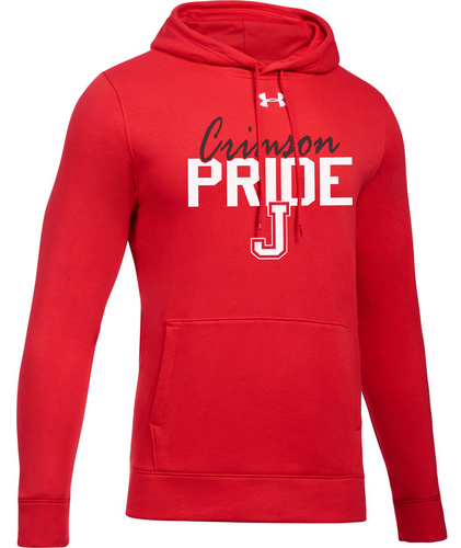 Under Armour Hustle Fleece Hood, Front View in Red