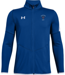 Under Armour Youth Rival Knit Warm-Up Jacket shown in Royal with customized embroidered logo