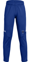Under Armour Youth Rival Knit Warm-Up Pant front view in Royal with team logo