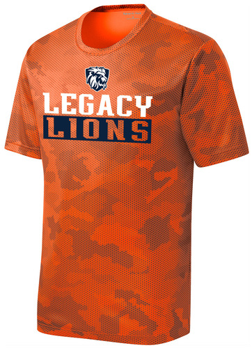 Custom Screen Printed Sport Tek CamoHex Tee in Orange