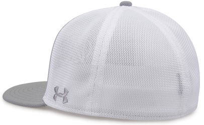 Back View of Under Armour Meshback Armour Choice Hat in Baseball Grey