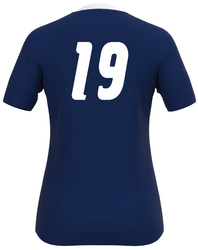 Back view of Under Armour Women's Match 2.0 Soccer Jersey in Royal