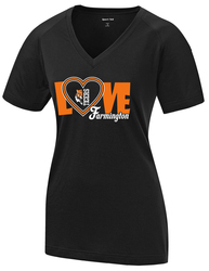 Sport Tek Women's Ultimate Performance V-Neck in black, Front View