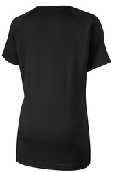 Sport Tek Women's Ultimate Performance V-Neck in black, Back View