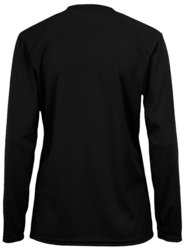 Badger Women's B-Core Long Sleeve Tee back view in Black