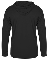 Badger B-Core Long Sleeve Hood Tee back view in Black