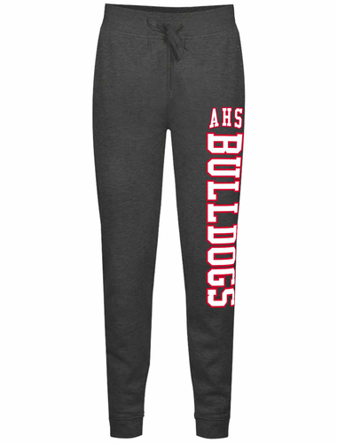 Badger Women's Athletic Fleece Jogger Pant front view in Charcoal with design