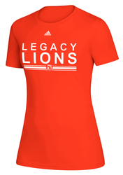 adidas Women's Creator Short Sleeve Tee in Collegiate Orange with Screen Print Design, Front View