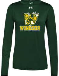 Front view of Forest Under Armour Women's Long Sleeve Locker Tee