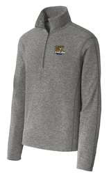 Port Authority Heather Microfleece 1/2 Zip Pullover in Pearl Grey Heather with Embroidery Design, Front View