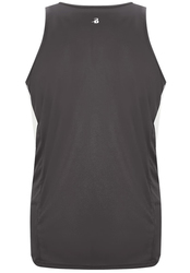 Badger Youth Stride Singlet back view in Graphite and White