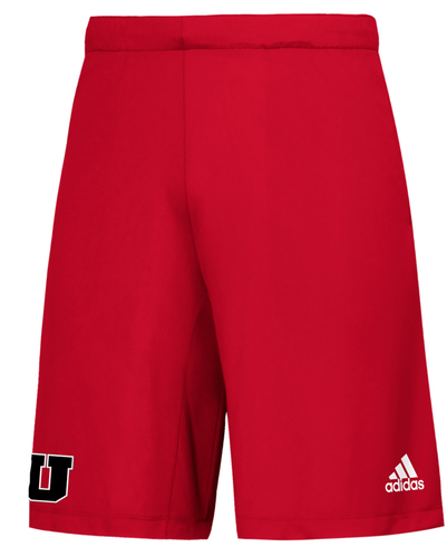 adidas Game Mode Short in Power Red with Screen Print Design, Front View