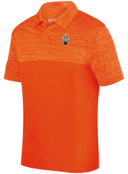 Augusta Shadow Polo, front view in orange with left chest design
