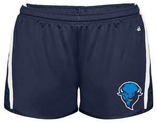 Badger Women's Stride Short front view in Navy and White with Design