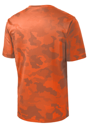 Sport Tek CamoHex Tee back view in Orange