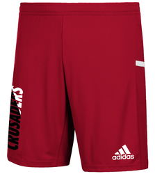 adidas Team 19 Knit Short front view shown in Red with Screen Print Logo