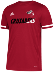Adidas Team 19 Short Sleeve Jersey front view in Red with Screen Print Design