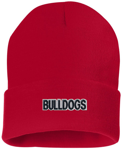 Graphic Edge House Cuff Beanie front view in Red