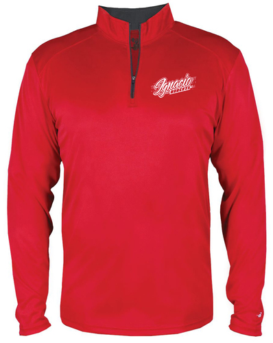 Badger B-Core 1/4 Zip, front view in red