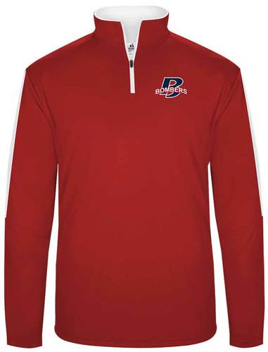 Badger Sideline 1/4 Zip front view in Red with design