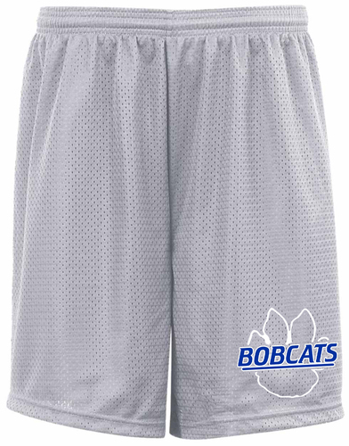 C2 7&quot; Mesh Short front view in Silver with design